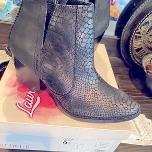 Tarim Iridescent Snake Bootie by Laura Marano